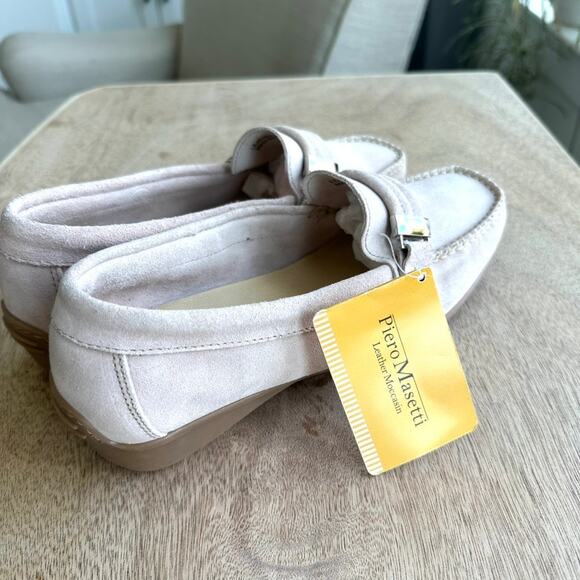 Piero Masetti Women's Blush Suede Leather Mocassin Loafers NWT, Size 9 - Picture 2 of 6